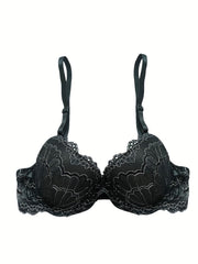 Contrast Lace Push Up Bra Women's Intimates Lingerie