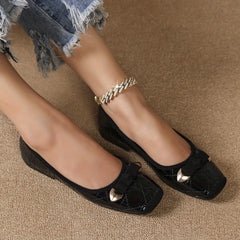 Women's Bowknot Ballet Shoes Square Toe Slip On