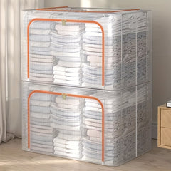 Transparent Clothes Storage Box Foldable Clothes Blanket Organizer Waterproof