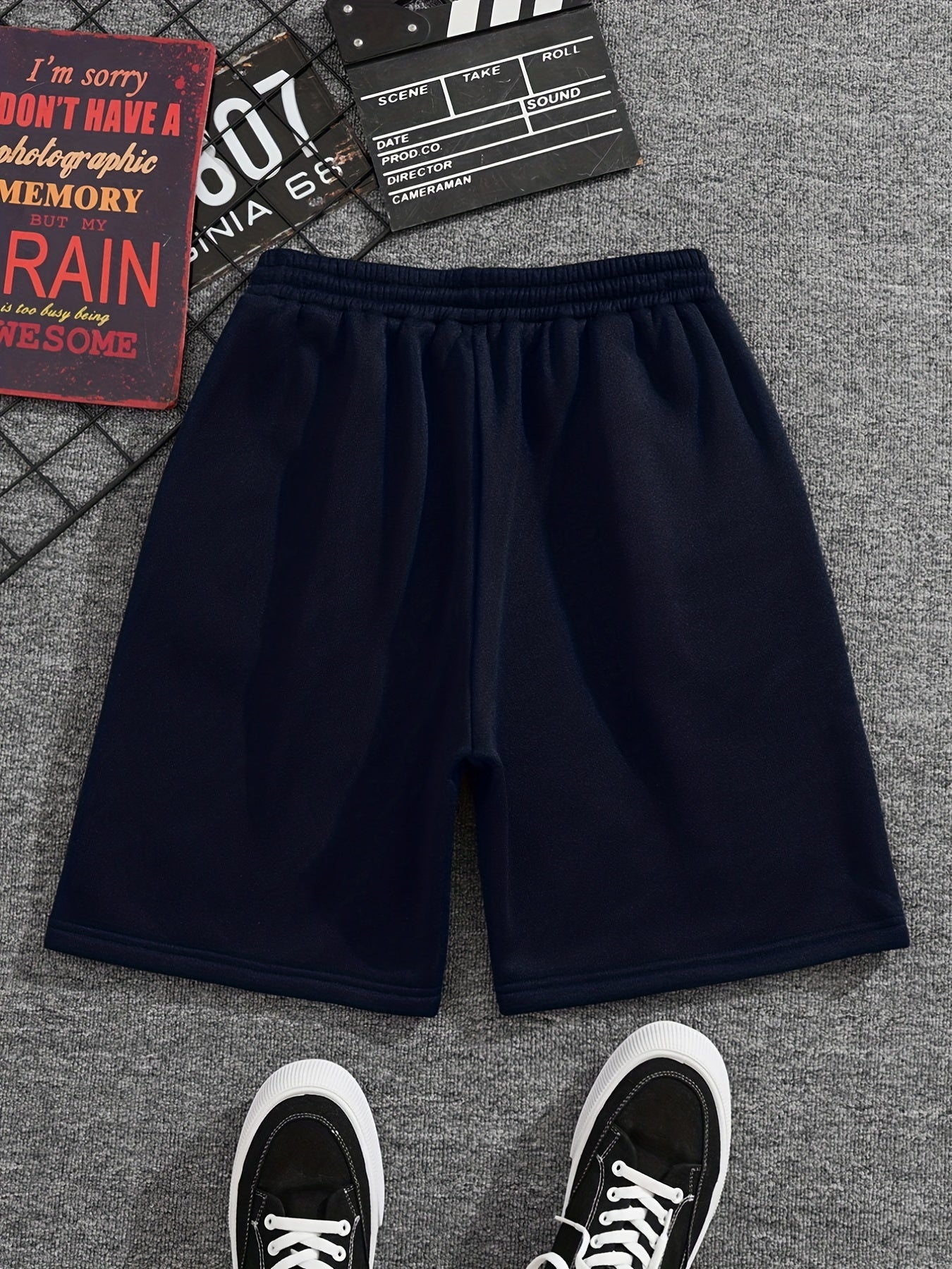 Men's R Graphic Drawstring Shorts for Summer