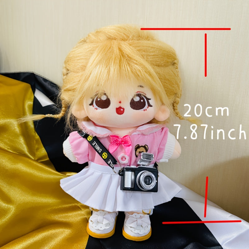 Cartoon Doll Accessories: Uniform Top, Skirt, Shoe, Camera