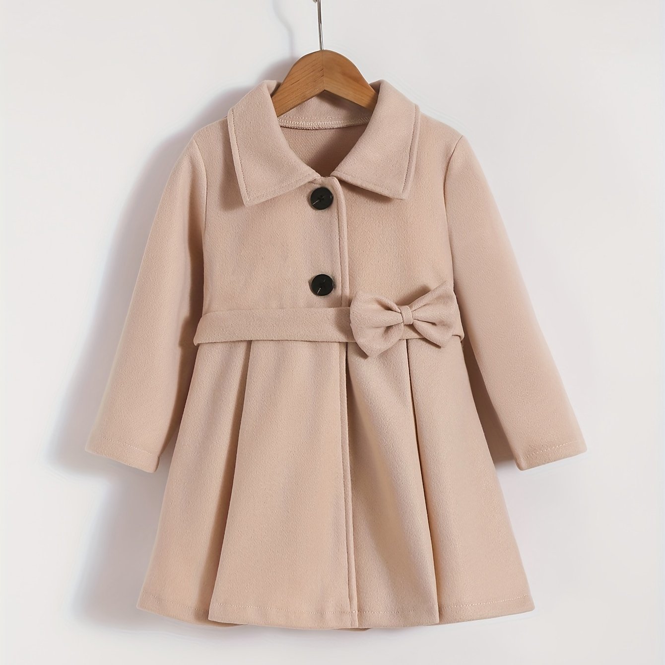 Girls' Bow Front Collar Jacket Coat For Fall Winter