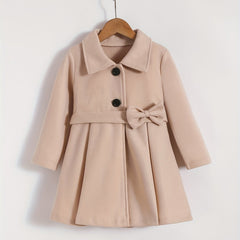 Girls' Bow Front Collar Jacket Coat For Fall Winter