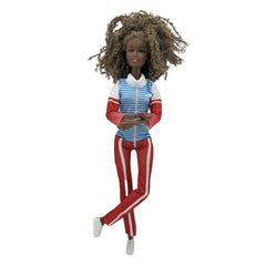 30Cm Curly Hair Doll Play 66 Sports Collection African Doll Outfit Shoes