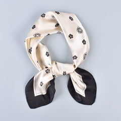 Camellia Printed Bandana Classic Square Scarf Satin Neckerchief Silk