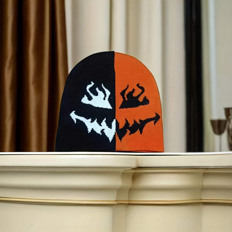 Children's Winter Embroidered Hip hop Skull Head Knitted Hat