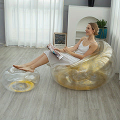 Yellow Transparent Inflatable Lazy Sofa Sequin Lounger