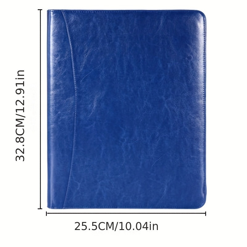 DIY Zipper PU Leather Business A4 Clipboard w/ Folder & Organizing Pockets