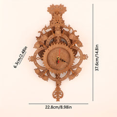 3D Vintage Wooden Wall Clock Puzzle Kit DIY Mechanic Yellow Light Brown