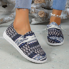 Geometric Graphic Canvas Shoes Tribal Style Low Top Slip On Shoes