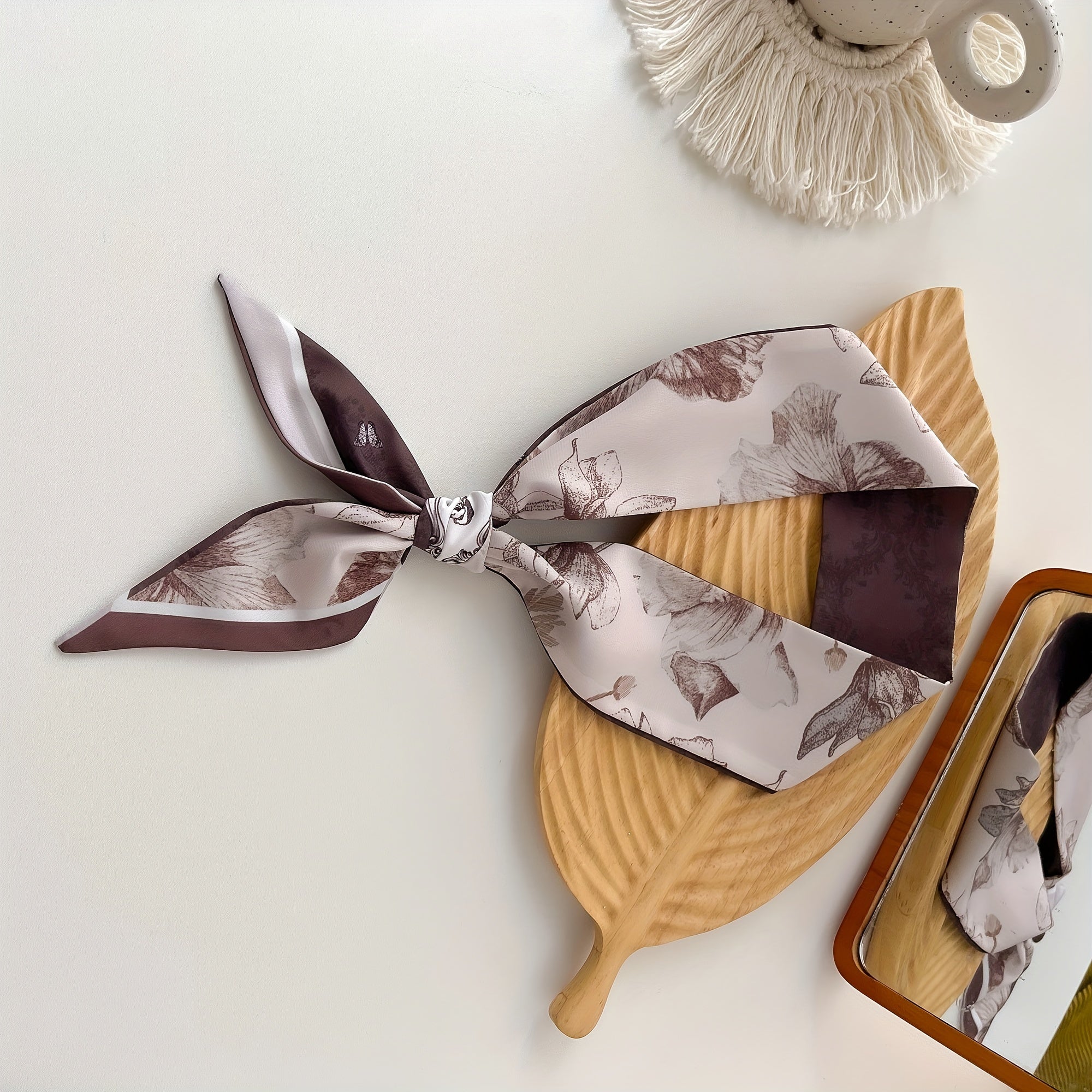 Hand Painted Hair Ribbon Mature Literature Art Small Scarf Bag Accessories