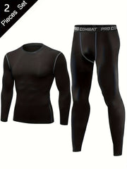 Men's Athletic Tracksuit Skinny Fit Long Sleeve Jersey And Stretch Leggings