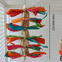 Colorful Wooden Hanging Bird Chew Toys Rattan Ball Wood Beads