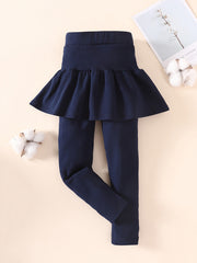 Toddler Girls Fleece-Lined Leggings with Ruffled Skirt
