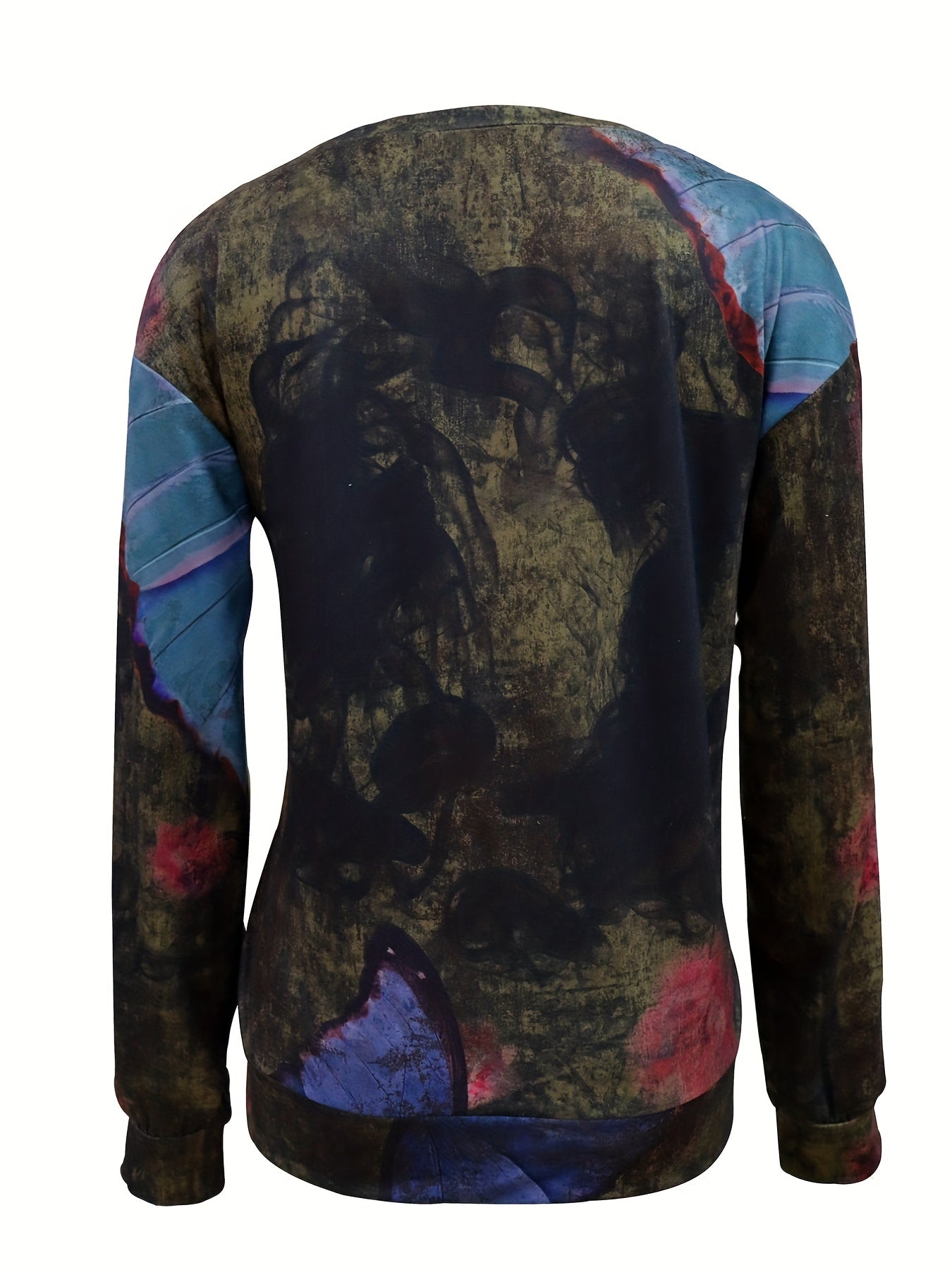 Gothic Skull Print Sweatshirt Crew Neck For Fall & Winter Women's Clothing