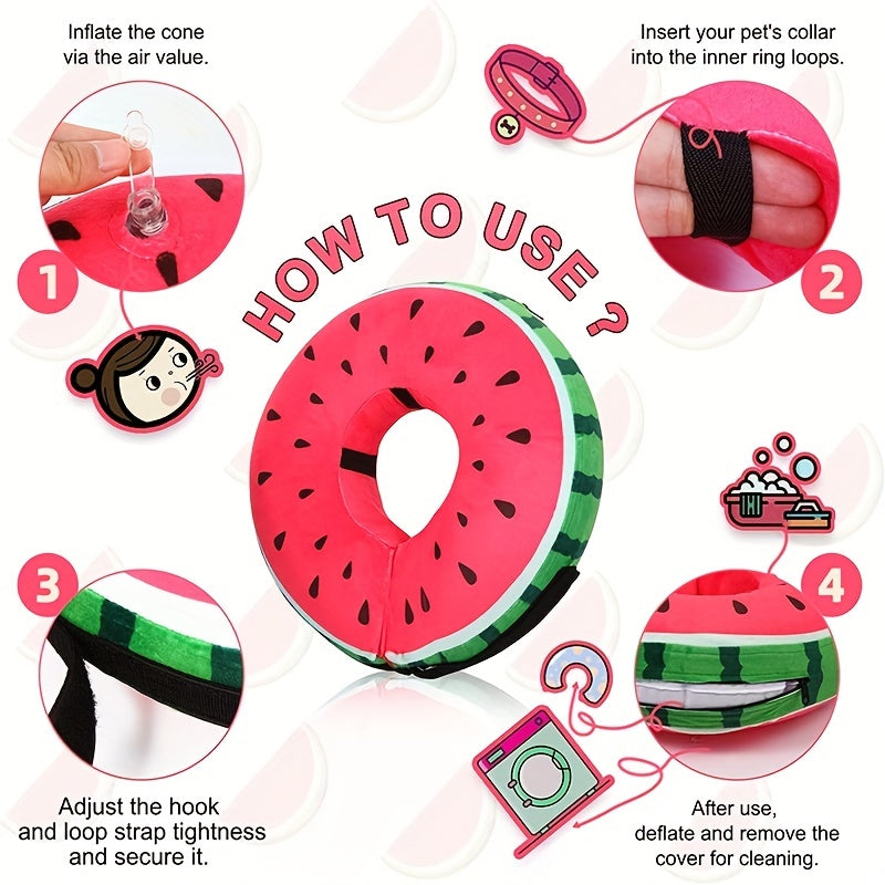 Soft Inflatable Recovery Collar for Dogs and Cats Watermelon