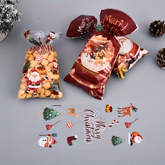50pcs Christmas Candy Packaging Bag Small Gift DIY Baking Food Bag