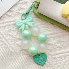 Heart Bead Keychain Butterfly Knot Pendant for Girls Bag Phone Chain
