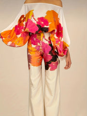 Colorblock Floral Off Shoulder Jumpsuit