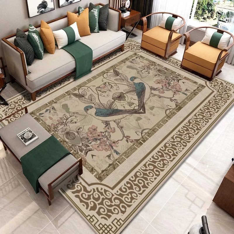 Soft Oriental Floral Area Rug Non Slip TPR Base