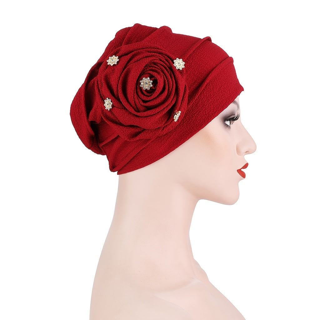 Ladies Pearl Bandana Hat Solid Beanie Valentines
