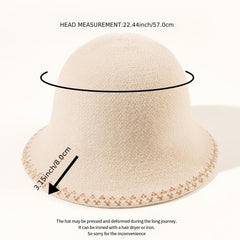 Woolen Knitted Casual Hat Women's Double-sided Bucket Hat