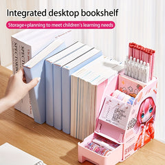 Cat Prince 3-in-1 Book Stand w/ Storage Box & Schedule - Creative Stationery