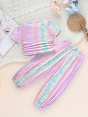 Toddler Tie Dye 2pcs T shirt & Sweatpants Set Kids Clothes For Summer