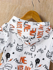Graffiti Pattern Hooded T shirt Boys Girls Summer Clothes