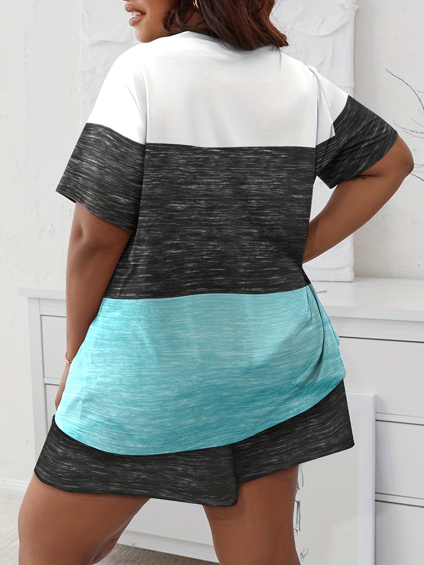 Ombre Coconut Tree Print Plus Size Pajama Set