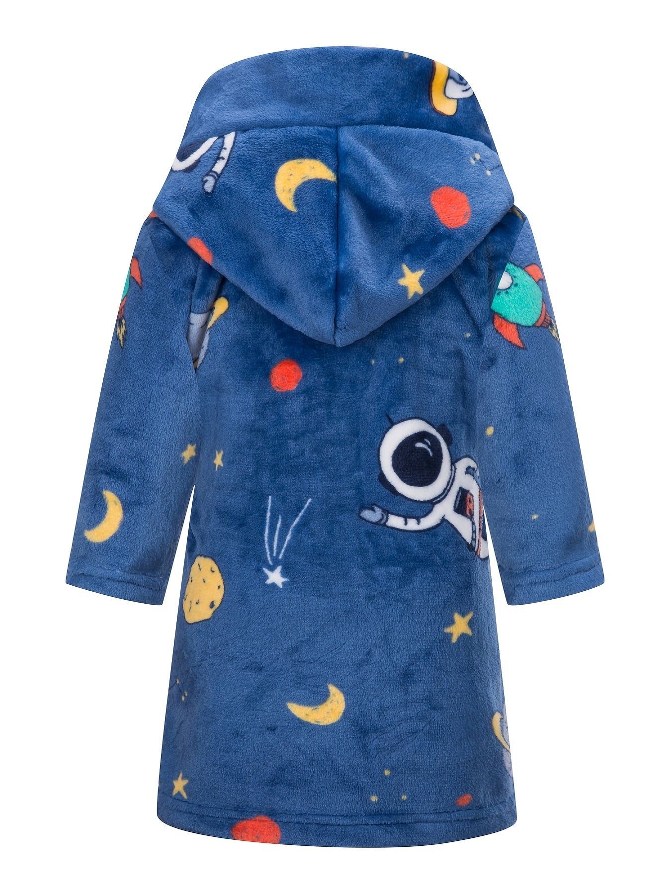Kids Astronaut Planet Flannel Bathrobe Soft Hoodie Robes