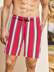 Men's Stylish Letter Pattern Print Swim Trunks Quick Dry Beach Shorts