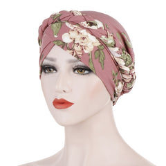 Floral Braid Turban Cap Head Wrap For Women Pre Tied