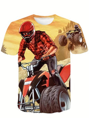 Boys' Motorcyclist Graphic T Shirt for Summer Fun