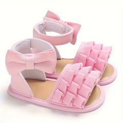 Bowknot Open Toe Sandals For Baby Girls Lightweight Breathable