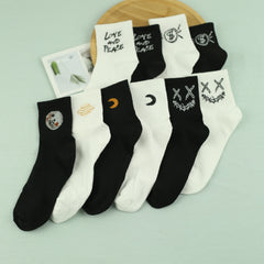Men's Cartoon Pattern Crew Socks Breathable Casual Street Style Socks