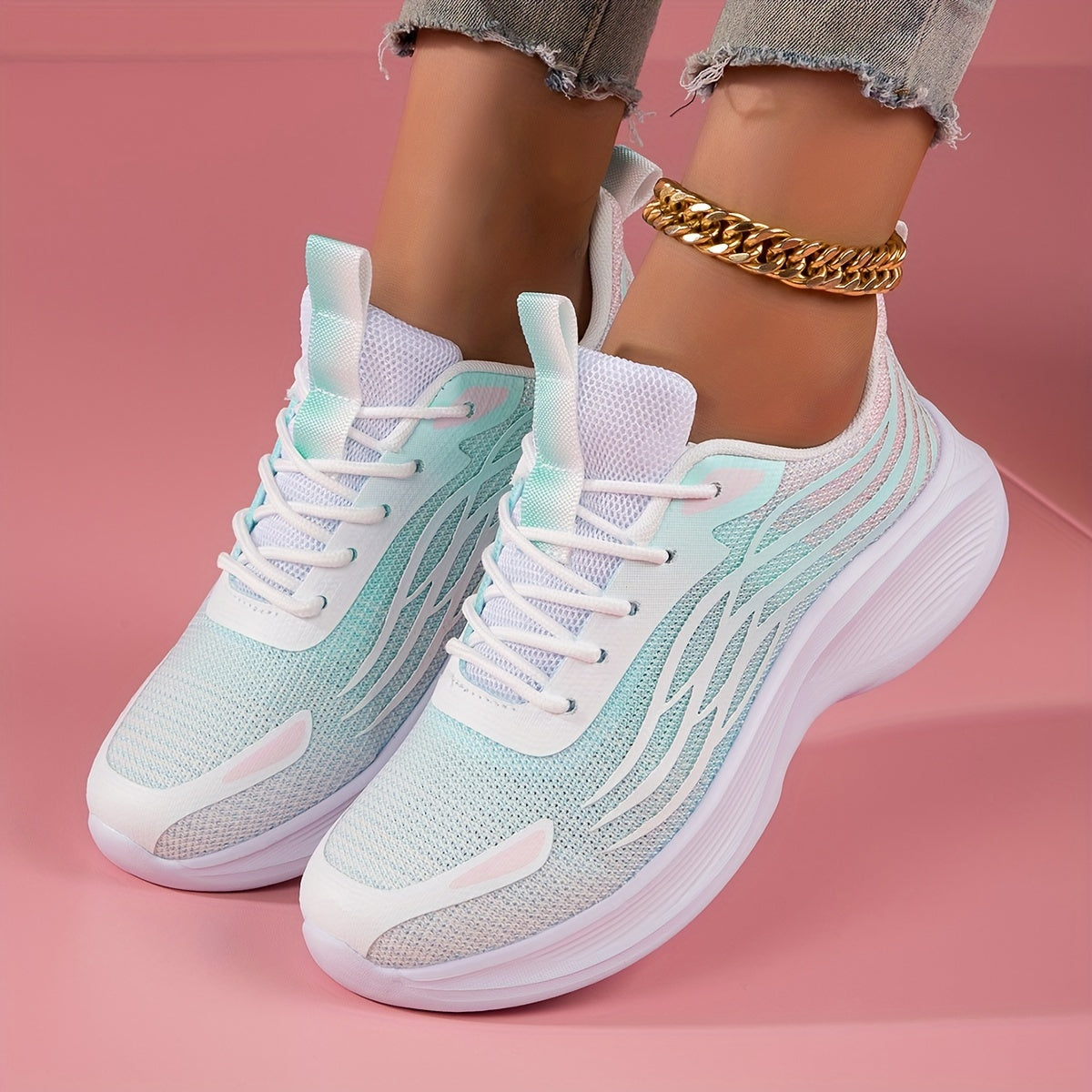 Women's Breathable Non slip Running Shoes Gradient Casual Sneakers