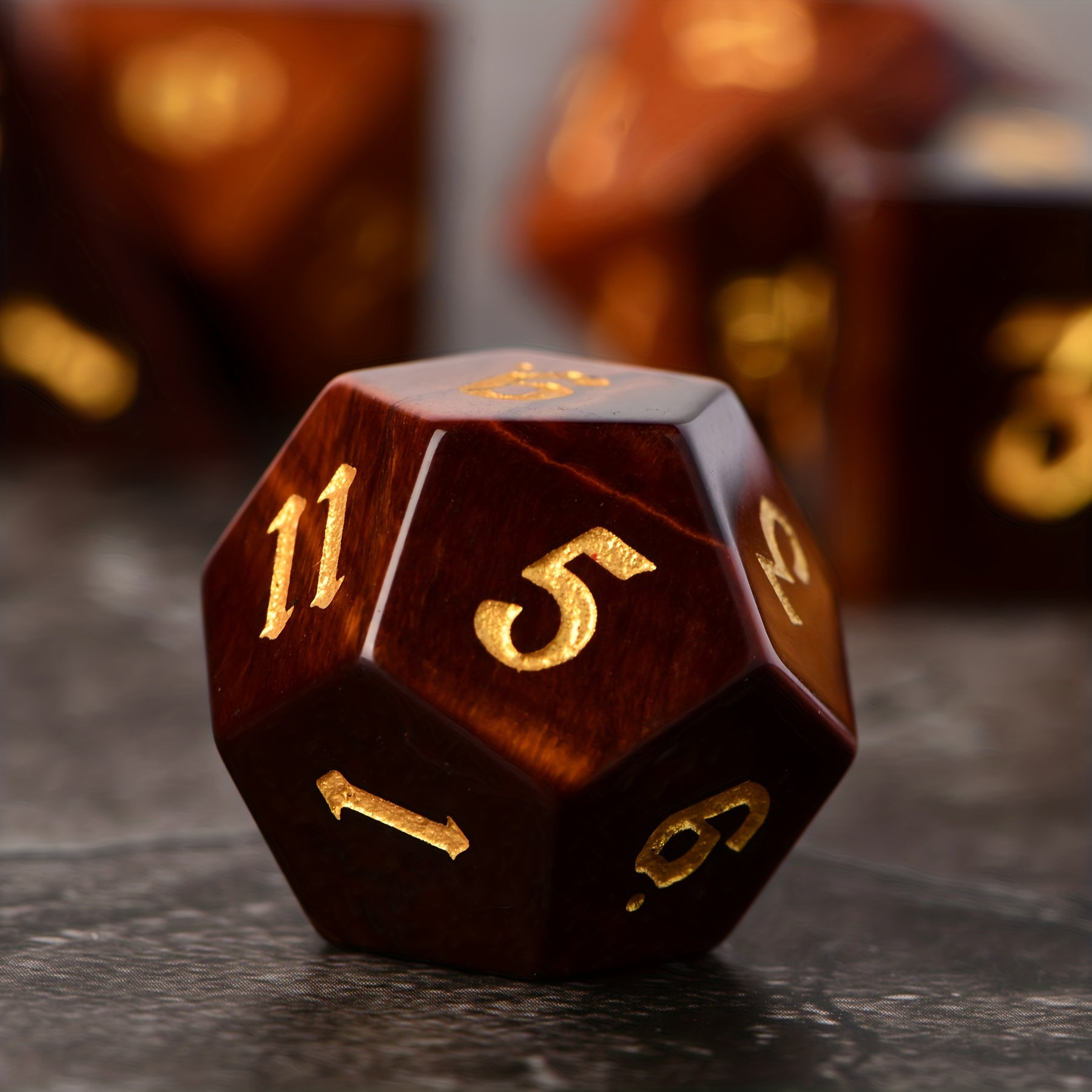 7pcs Red Tiger's Eye Gemstone Dices For RPG Games