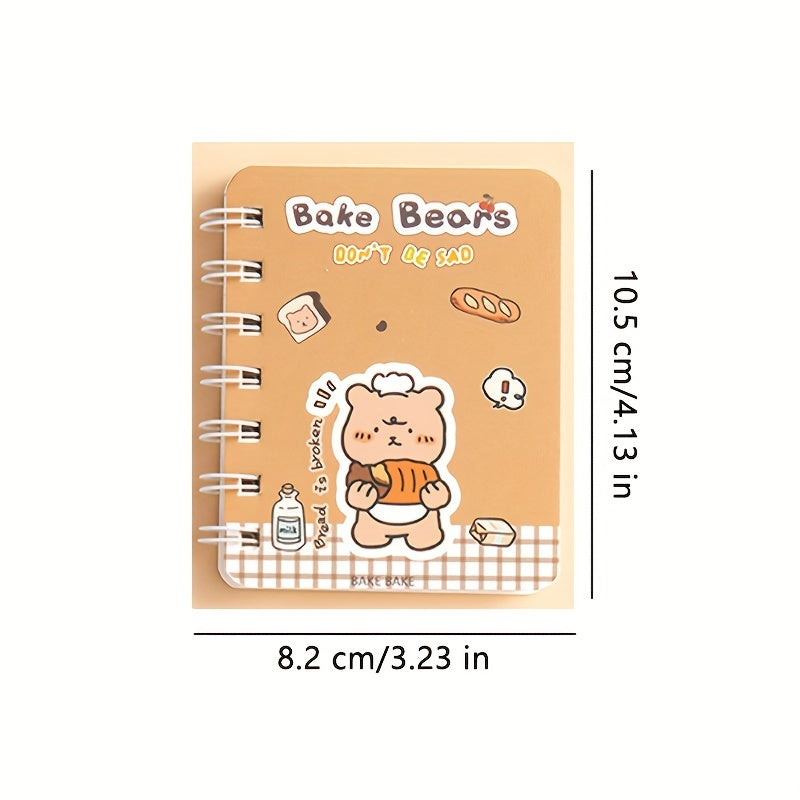 4pcs Cartoon Coil Notebook 80 Sheets Each Portable Notepad Horizontal Line