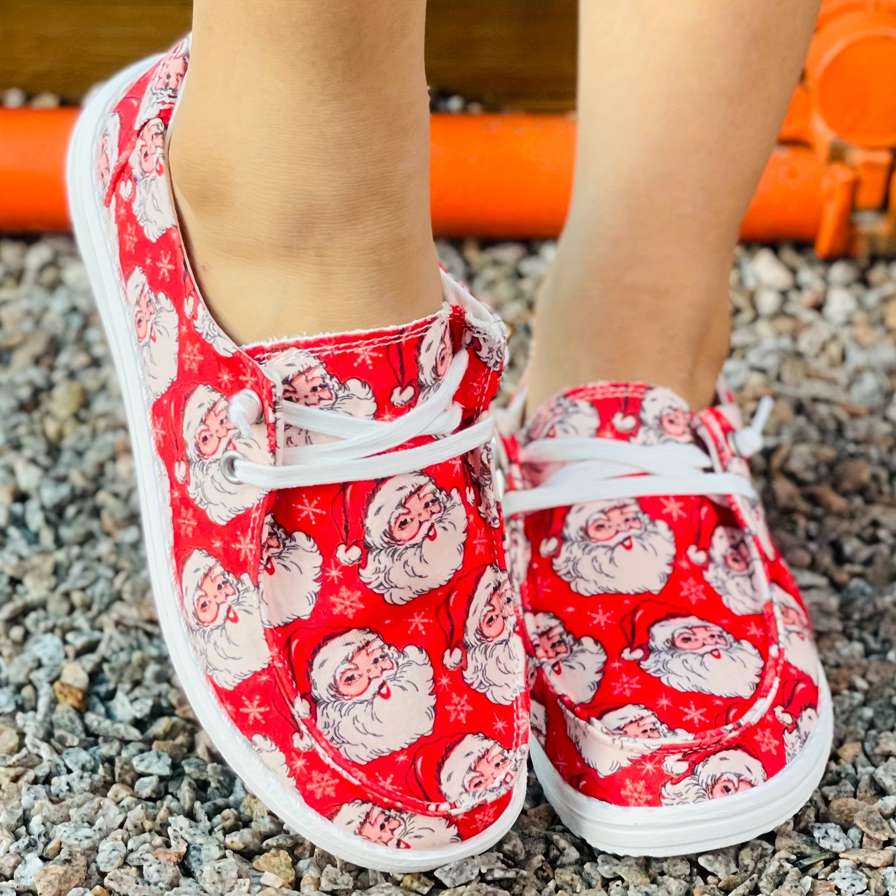 Christmas Cartoon Print Skateboard Shoes Lightweight Low Top Walking Sneakers