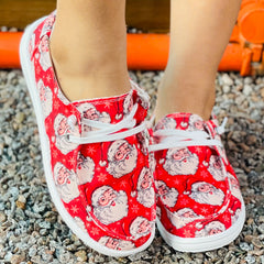 Christmas Cartoon Print Skateboard Shoes Lightweight Low Top Walking Sneakers
