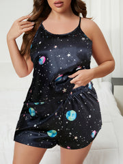 Galaxy Print Cami Top & Shorts Loungewear Set