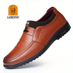 LAORENTOU Men's Leather Loafer Shoes Lightweight Non Slip Casual Shoes
