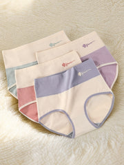 Floral Pattern Colorblock Briefs 4pcs