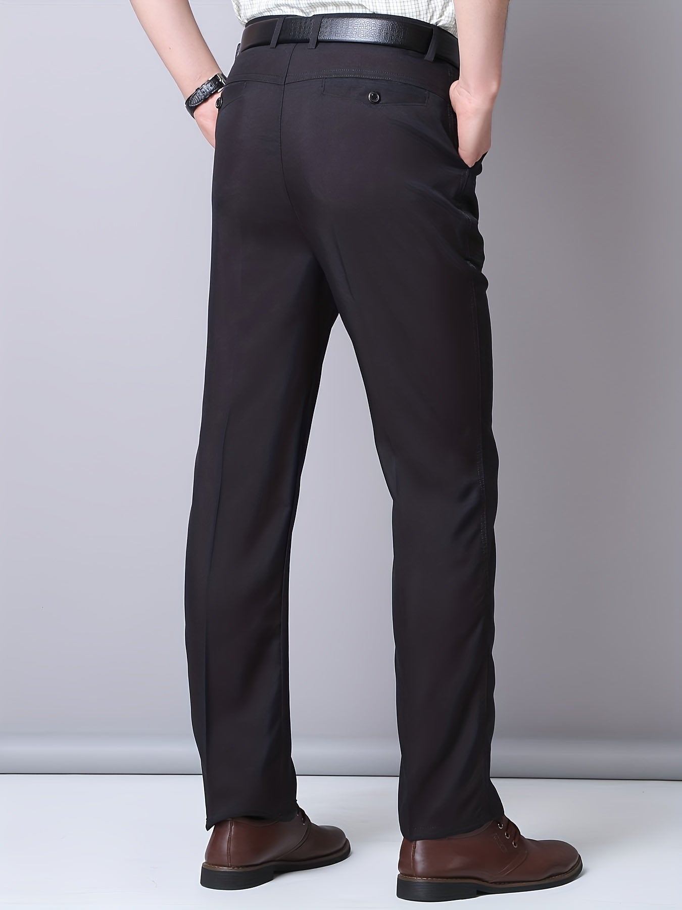 Men's Casual Solid Stretch Flax Dress Pants for Business