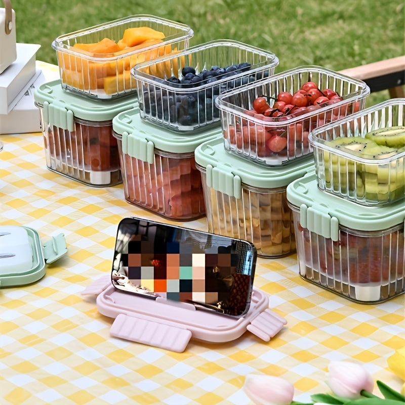2pcs Fruit Box With Fork Outdoor Camping Storage Box