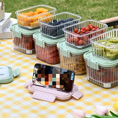 2pcs Fruit Box With Fork Outdoor Camping Storage Box