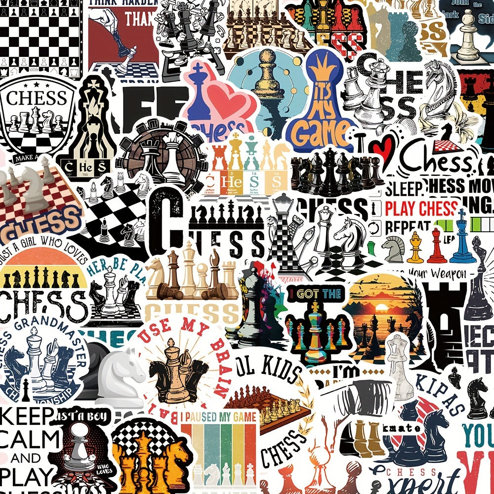 50pcs Cartoon Chessboard Stickers Creative Graffiti for Phone Cases & Suitcases