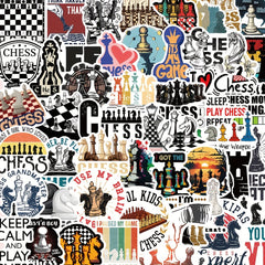50pcs Cartoon Chessboard Stickers Creative Graffiti for Phone Cases & Suitcases