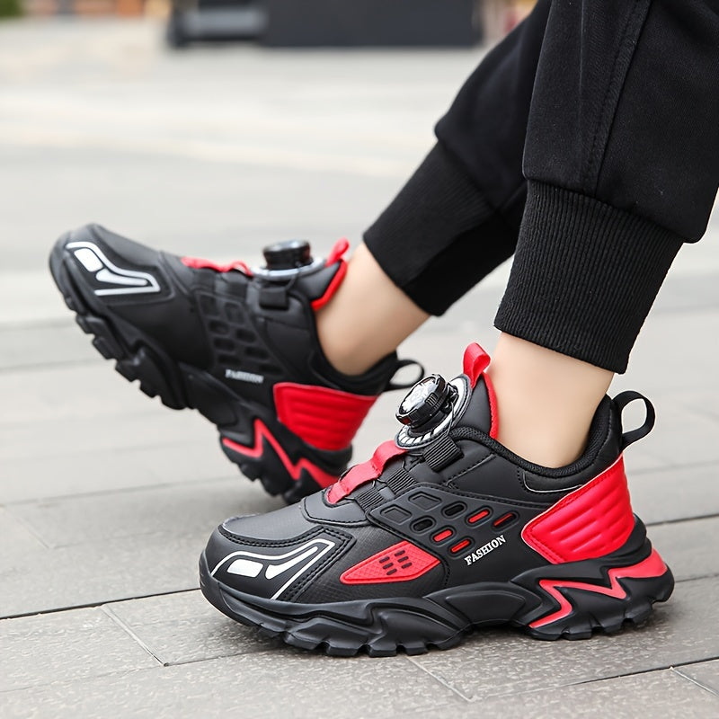 Rotating Buckle Boy's Basketball Shoes Non Slip Sneakers